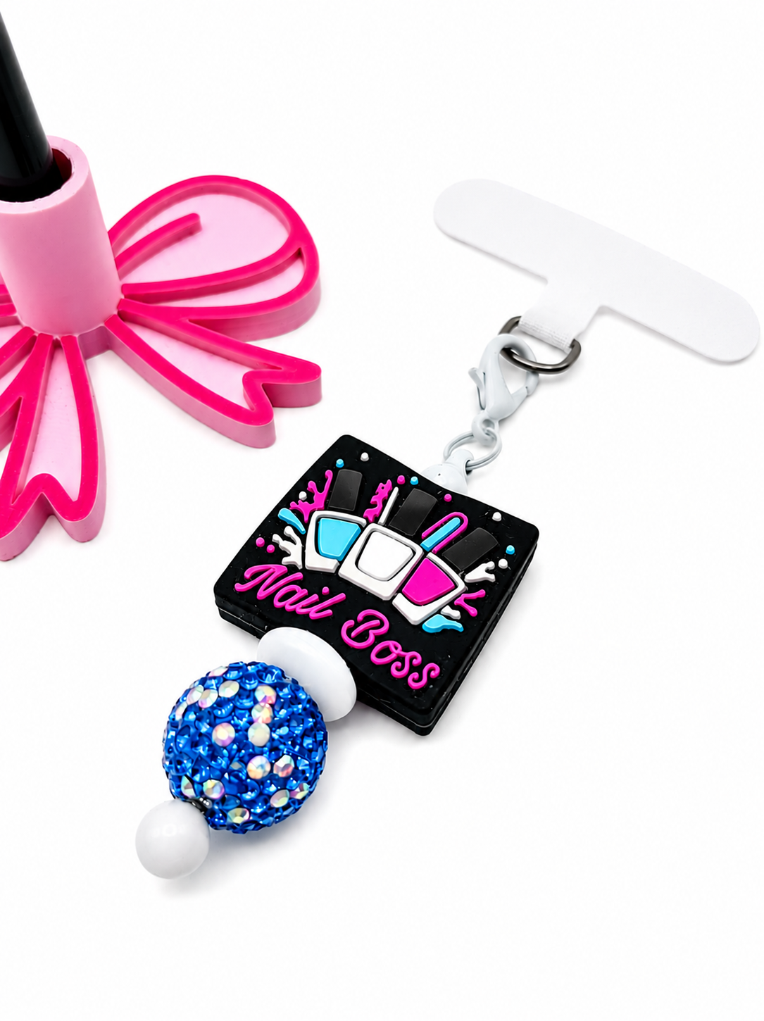 Nail Boss Beaded Pen & Matching Phone Charm Set