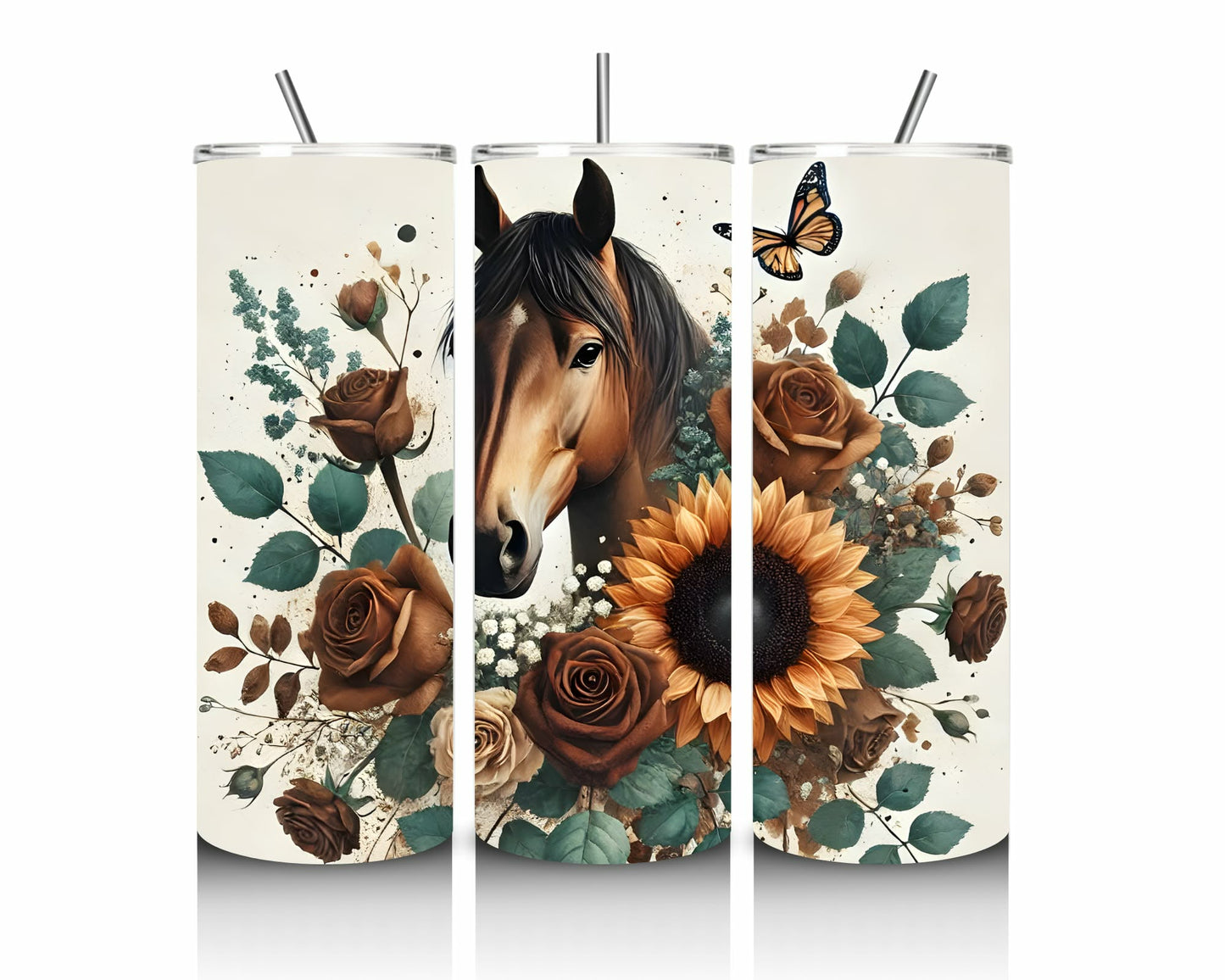 Horse & Sunflower 20oz Stainless Steel Tumbler