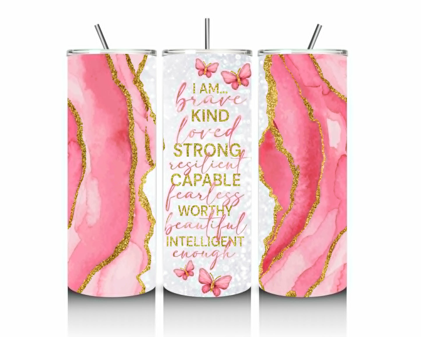 Positive Affirmations 20oz Stainless Steel Tumbler