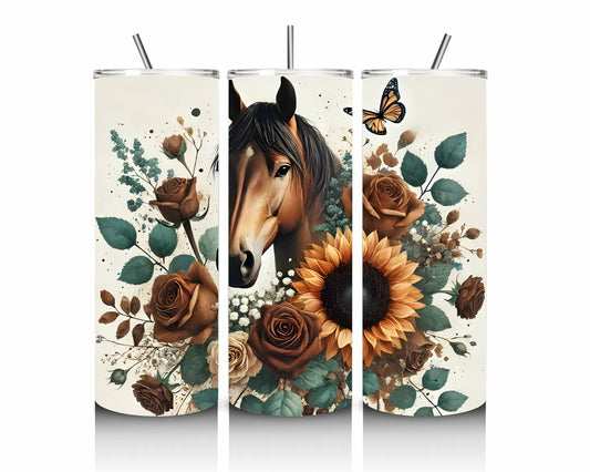 Horse & Sunflower 20oz Stainless Steel Tumbler