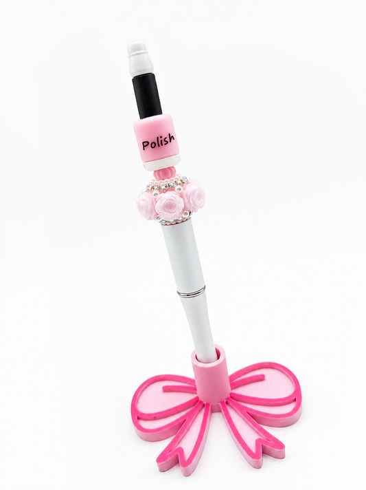 Pink "Polish" Beaded Pen