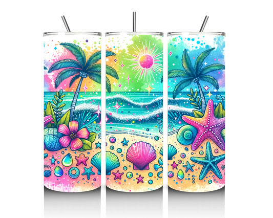 Tropical Beach Paradise 20oz Stainless Steel Tumbler