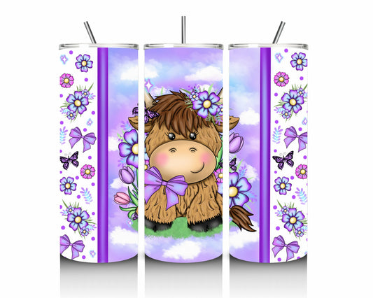 Purple Highland Cow 20oz Stainless Steel Tumbler