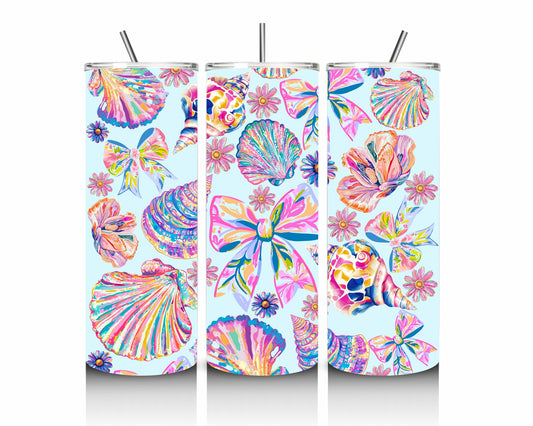 Pastel Seashells & Bows 20oz Stainless Steel Tumbler