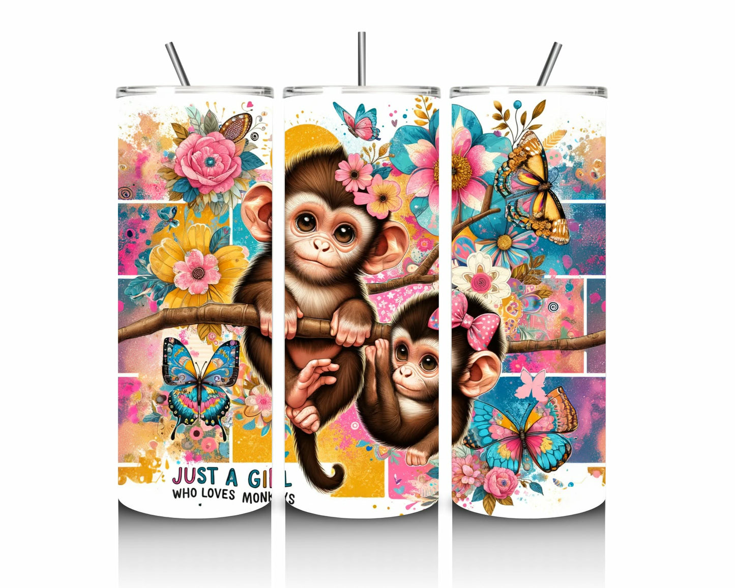 Just A Girl Who Loves Monkeys 20oz Stainless Steel Tumbler