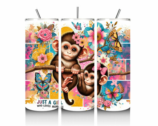 Just A Girl Who Loves Monkeys 20oz Stainless Steel Tumbler